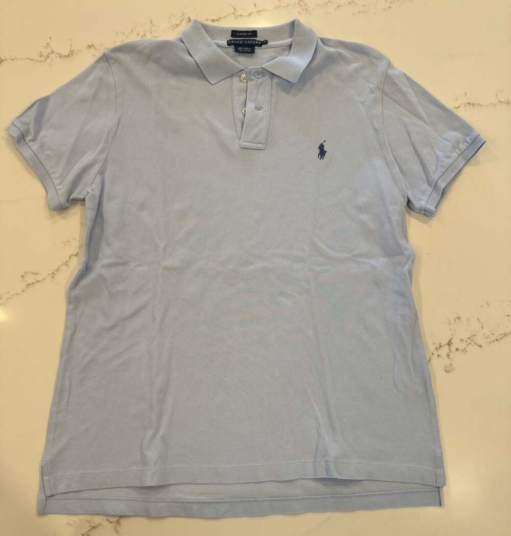 Ralph Lauren Classic Fit Light Blue Short Sleeve Cotton Polo Shirt